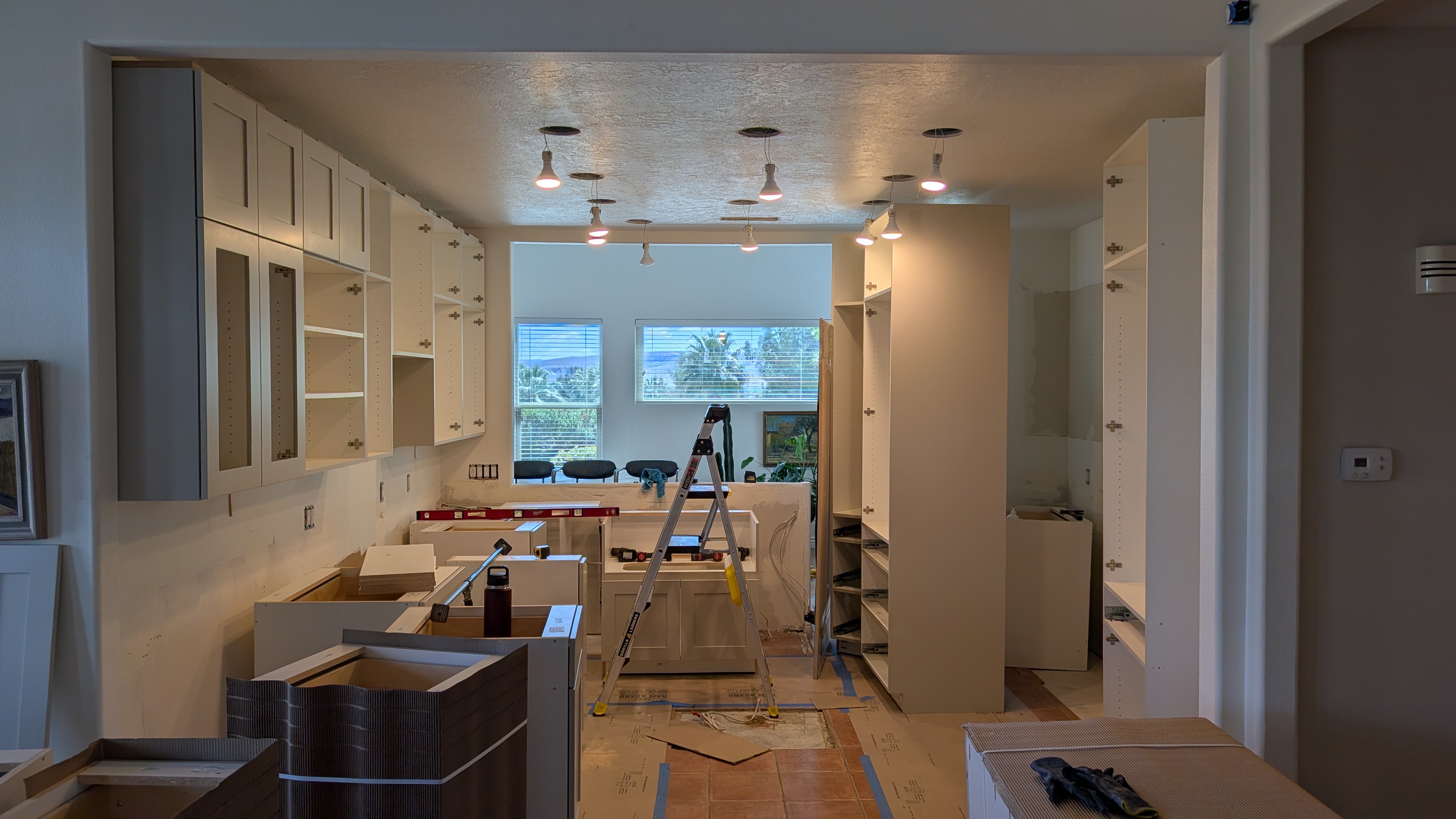 Hardwood flooring installation during whole-home remodel
