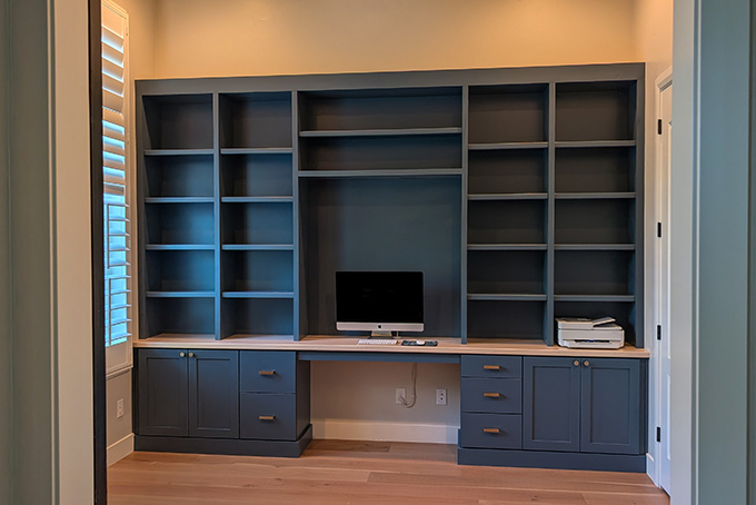 Custom built-in office cabinetry.