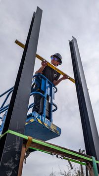 Commercial steel beam installation