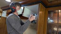 Cabinet face frame being assembled with precision joinery
